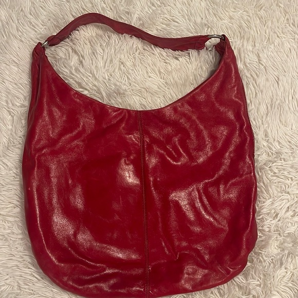 Beautiful red leather hobo bag- barely carried it - Picture 1 of 5